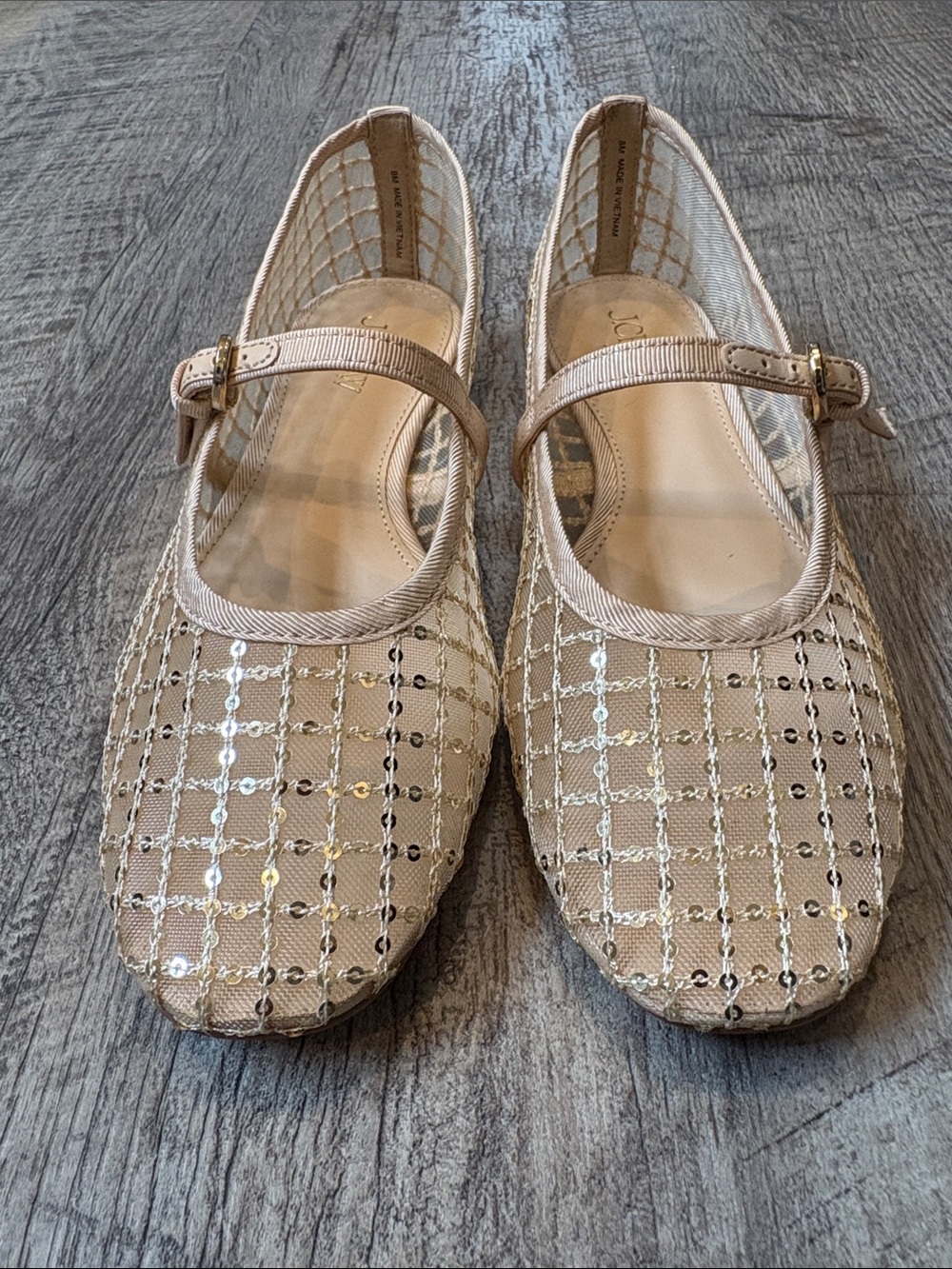J. Crew Champagne Sequin Mary Jane Flats
